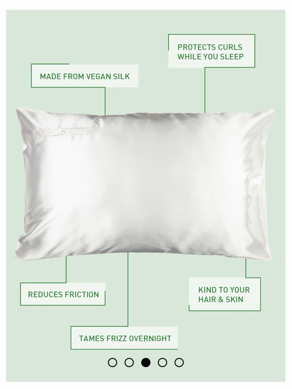 New Curlsmith Vegan Silk Satin Pillowcase for Hair and Skin Health